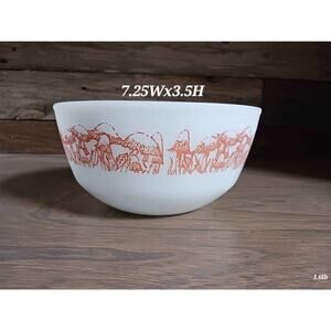 Vintage Anchor Hocking Fire King mushrooms milk glass bowl
